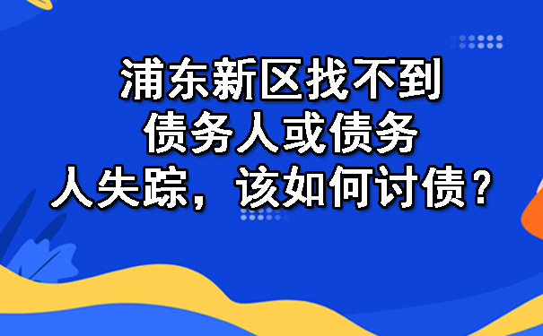 浦东新区找不到债务人或债务人失踪,该如何讨债?