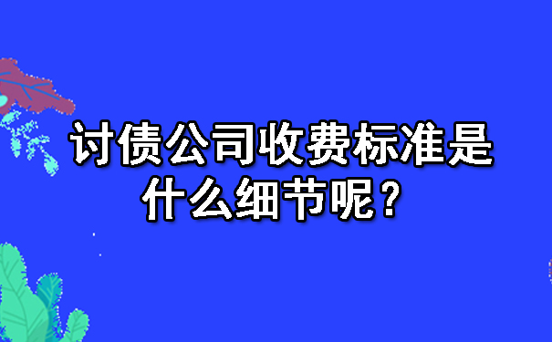 讨债公司收费标准是什么细节呢?