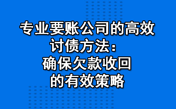 专业要账公司的高效讨债方法:确保欠款收回的有效策略