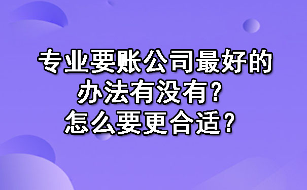 专业要账公司更好的办法有没有?怎么要更合适?