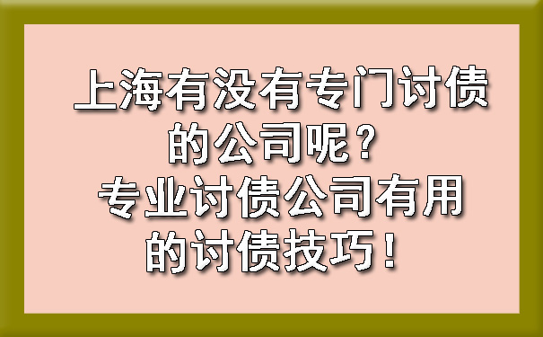 上海有没有专门讨债的公司呢?专业讨债公司有用的讨债技巧!