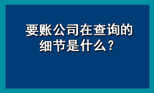 天津要账公司在查询的细节是什么?