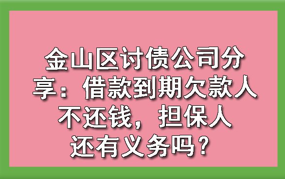 金山区讨债公司分享:借款到期欠款人不还钱,担保人还有义务吗?