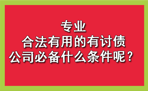 专业合法有用的有讨债公司必备什么条件呢?