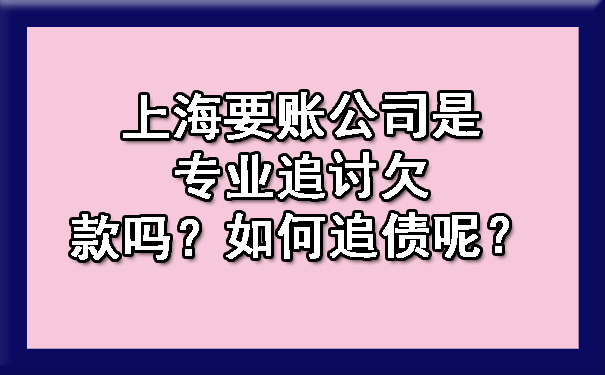 上海要账公司是专业追讨欠款吗?如何追债呢?
