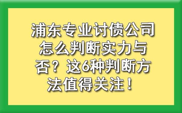 浦东专业讨债公司怎么判断实力与否？这6种判断方法值得关注！