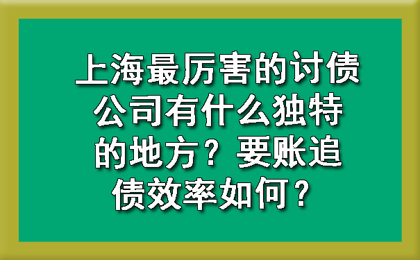上海最厉害的讨债公司有什么独特的地方?要账追债效率如何?