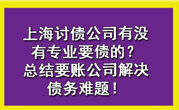 上海讨债公司有没有专业要债的?总结要账公司解决债务难题!